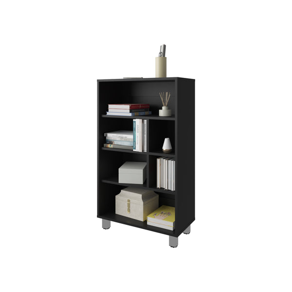 English Elm Charco Three-Shelf Bookcase Melamine, Scratch-Resistant Compact Storage for Living Room or Office Decor Black 37 L x 25.2 W x 2.8 H B128P244990