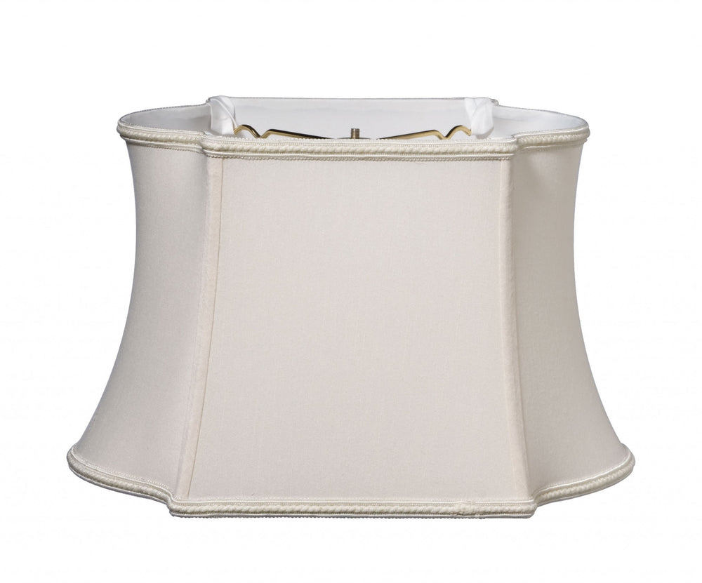 Homeroots 14" Cream Premium Oblong Shantung Lampshade  Shantung Silk 469868