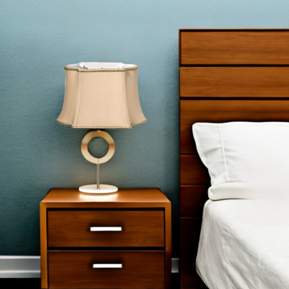 Homeroots 14" Vintage Gold Premium Oblong Shantung Lampshade  Shantung Silk 469869