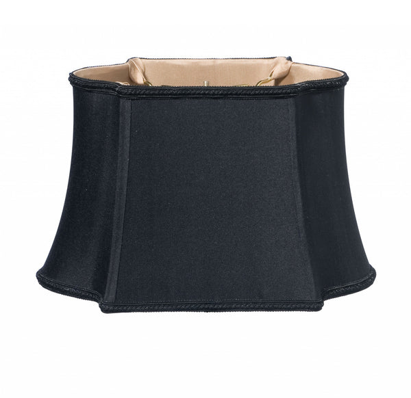 Homeroots 14" Black With Bronze Lining Premium Oblong Shantung Lampshade  Shantung Silk 469870