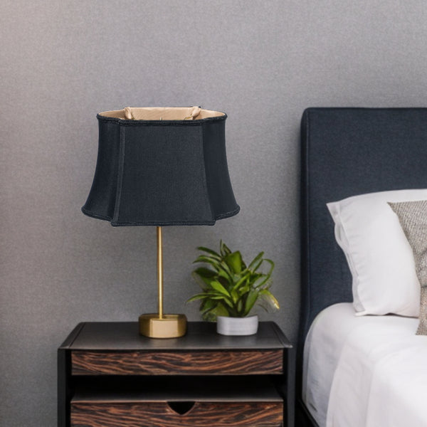 Homeroots 14" Black With Bronze Lining Premium Oblong Shantung Lampshade  Shantung Silk 469870