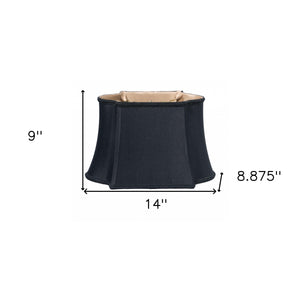 Homeroots 14" Black With Bronze Lining Premium Oblong Shantung Lampshade  Shantung Silk 469870