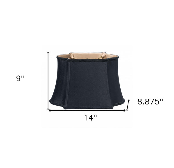 Homeroots 14" Black With Bronze Lining Premium Oblong Shantung Lampshade  Shantung Silk 469870