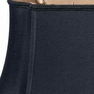 Homeroots 14" Black With Bronze Lining Premium Oblong Shantung Lampshade  Shantung Silk 469870