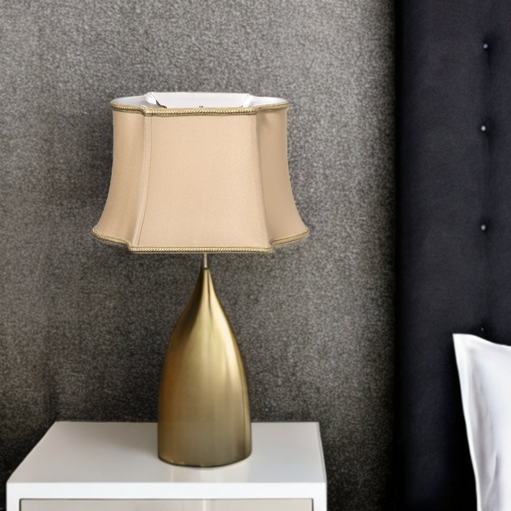 Homeroots 16" Vintage Gold Premium Oblong Shantung Lampshade  Shantung Silk 469872