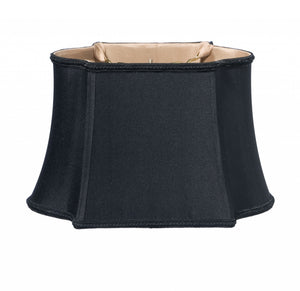 Homeroots 16" Black With Bronze Lining Premium Oblong Shantung Lampshade  Shantung Silk 469873