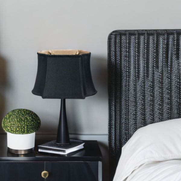 Homeroots 16" Black With Bronze Lining Premium Oblong Shantung Lampshade  Shantung Silk 469873