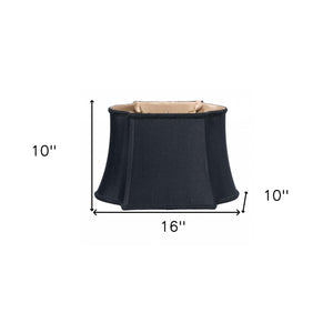 Homeroots 16" Black With Bronze Lining Premium Oblong Shantung Lampshade  Shantung Silk 469873