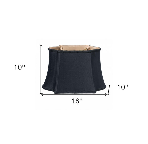 Homeroots 16" Black With Bronze Lining Premium Oblong Shantung Lampshade  Shantung Silk 469873