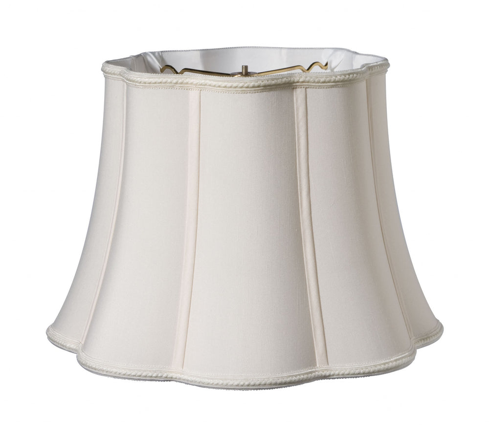 Homeroots 14" Cream Melon Scallop Shantung Lampshade  Shantung Silk 469878