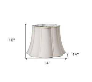 Homeroots 14" Cream Melon Scallop Shantung Lampshade  Shantung Silk 469878