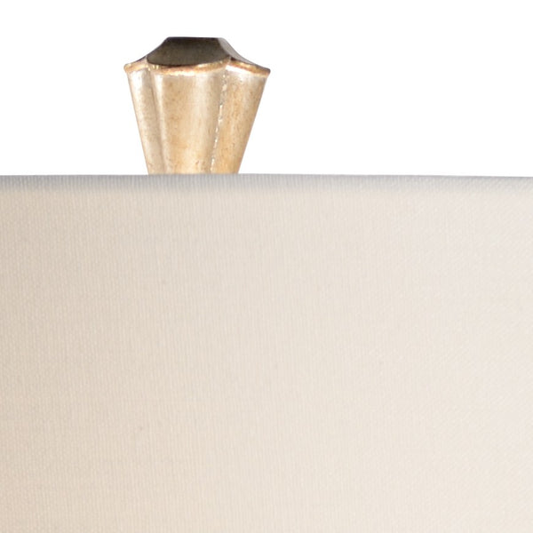 Wildwood Estelle Fluted Ceramic Lamp In Sage With Antique Silver Leaf Accents — 29" Ambient Accent Light 46989