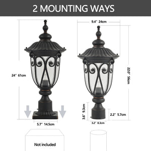 English Elm 23"(h) Vintage Outdoor Wall Sconce Black Iron Bubble Glass Porch Patio Lantern Light W2312P478263