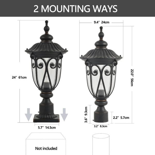 English Elm 23"(h) Vintage Outdoor Wall Sconce Black Iron Bubble Glass Porch Patio Lantern Light W2312P478263