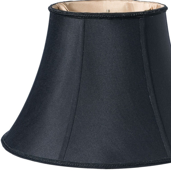 Homeroots 16" Black With Bronze Lining Slanted Oval Shantung Lampshade  Shantung Silk 469893
