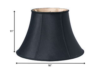 Homeroots 16" Black With Bronze Lining Slanted Oval Shantung Lampshade  Shantung Silk 469893