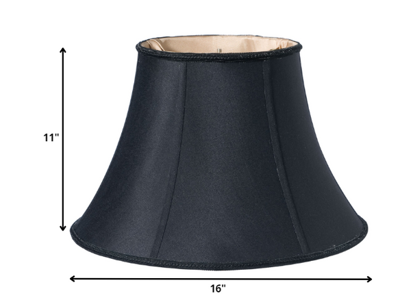 Homeroots 16" Black With Bronze Lining Slanted Oval Shantung Lampshade  Shantung Silk 469893