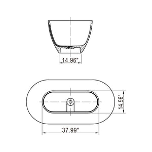 English Elm 59 Inch Stone Resin Freestanding Bathtub Oval Spa Soaking Tub for Small Bathrooms Grey W1613P355474