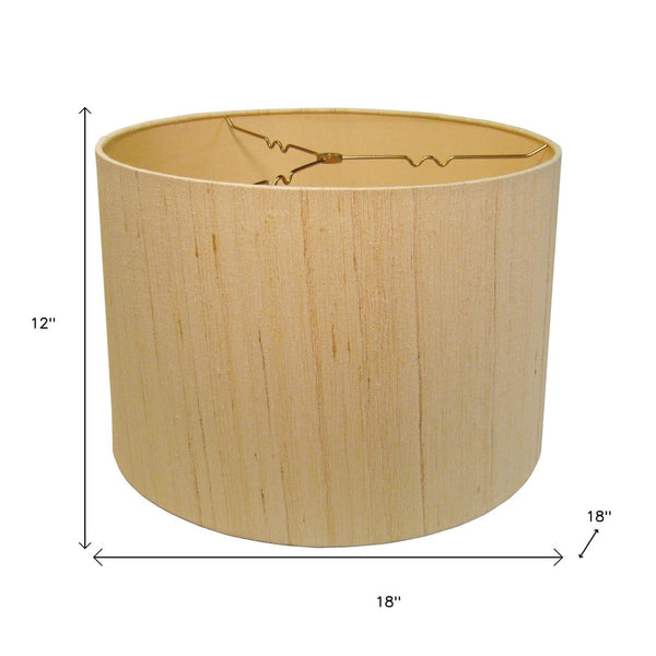 HomeRoots Natural Silk Drum Lamp Shade - Elegant Lighting Solution for All Spaces, Timeless Design & Warm Glow 469973
