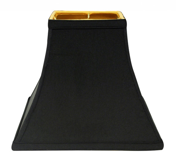 Homeroots 14" Black With Gold Lining Square Bell Shantung Lampshade  Shantung Silk 469996