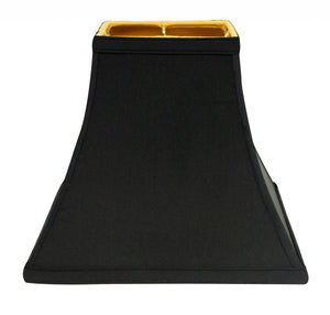 Homeroots 14" Black With Gold Lining Square Bell Shantung Lampshade  Shantung Silk 469996