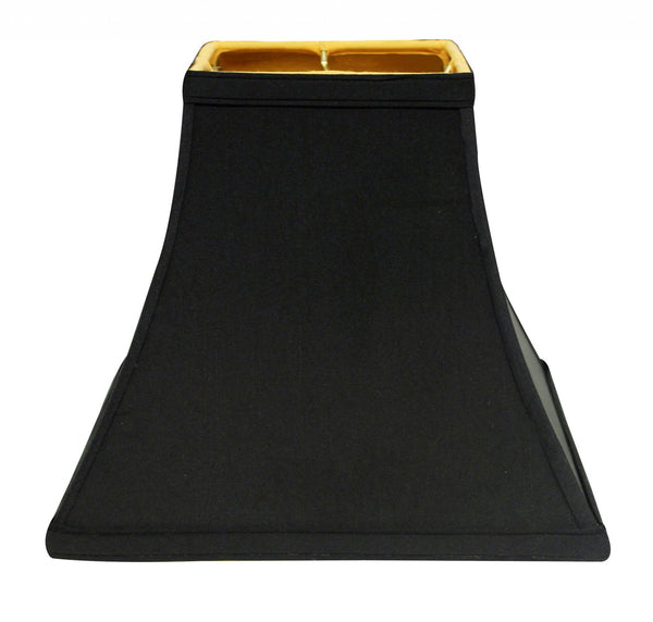 Homeroots 14" Black With Gold Lining Square Bell Shantung Lampshade  Shantung Silk 469996