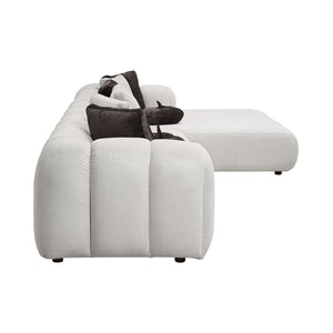 English Elm Manilla Ivory White Linen 2-Piece Sectional Sofa with Chaise & Armless Chair, Modern Deep Seat Plush B2726S00518