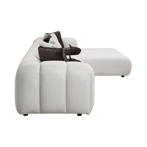 English Elm Manilla Ivory White Linen 2-Piece Sectional Sofa with Chaise & Armless Chair, Modern Deep Seat Plush B2726S00518
