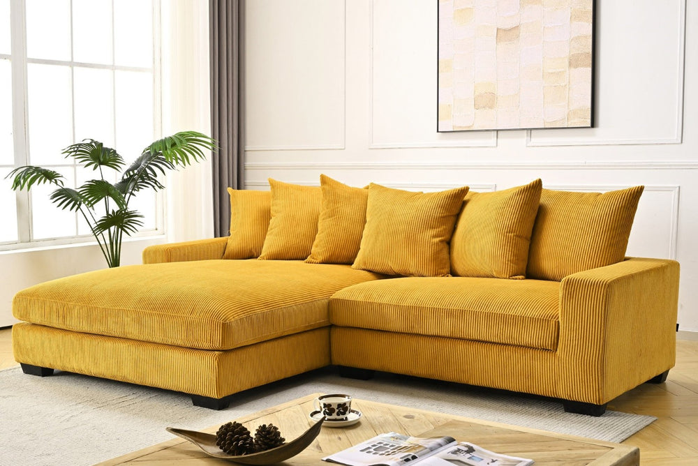 English Elm Luxe Corduroy Sectional Sofa with Left Chaise Deep Seating for Open Living Rooms B2735S00011