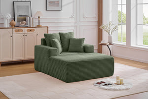 English Elm Oversized Corduroy Chaise Sleeper Sofa Deep Seat Lounge Chair for Apartment Bedroom Green W1752P402838