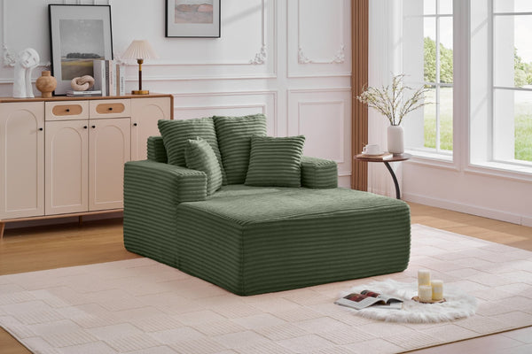 English Elm Oversized Corduroy Chaise Sleeper Sofa Deep Seat Lounge Chair for Apartment Bedroom Green W1752P402838