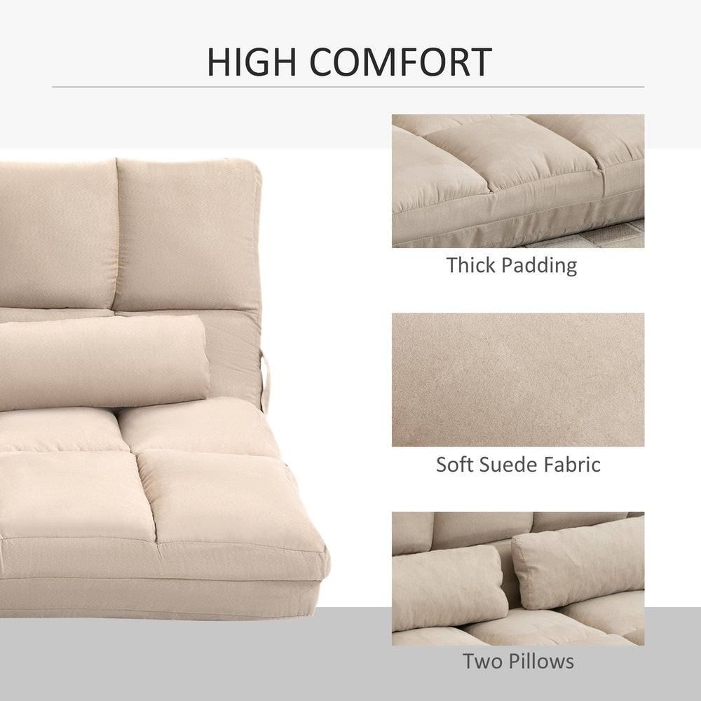 English Elm Homcom Convertible Floor Sofa Chair With Adjustable Backrest, 2 Pillows, Space-Saving Comfort! W2225P217475