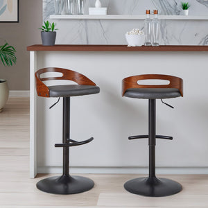 English Elm Adjustable Swivel Barstools Set of 2 Faux Leather Counter Height Kitchen Seating B202S02164