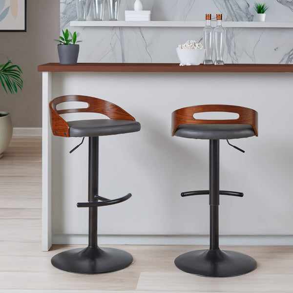 English Elm Adjustable Swivel Barstools Set of 2 Faux Leather Counter Height Kitchen Seating B202S02164