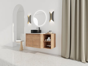 English Elm 42'' Wall-Mounted Bathroom Vanity With Ceramic Sink, Soft-Close Doors & Ample Storage For Modern Homes W999S00413