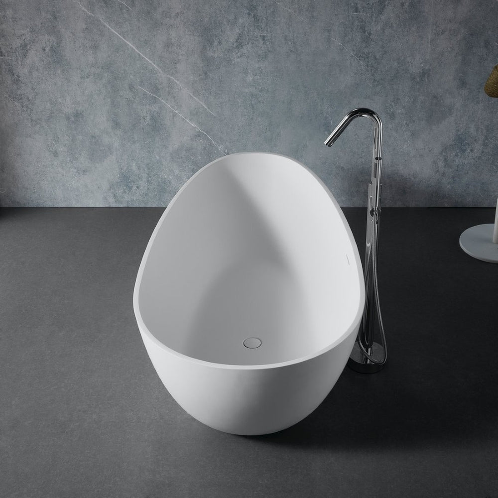 English Elm 67" Engineered Stone Resin Soaking Tub Freestanding Spa Bath Matte White Finish W1573P175001