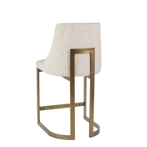 JLA Home Madison Park - 26"H Upholstered Counter Stool with Curved Arms Cream Fabric Antique Gold Metal Base Stylish Comfort, Durable Foam Seating, Adjustable Feet (Counter Height) MP104-1238