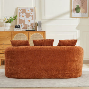 English Elm Curved Chenille Loveseat with Memory Foam Seating and Three Pillows for Compact Spaces Orange W2915P324470