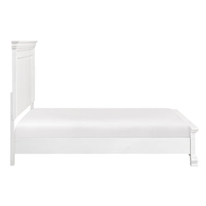 English Elm White Solid Wood Eastern King Bed with Raised Panel Headboard for Classic Bedrooms B011S02483