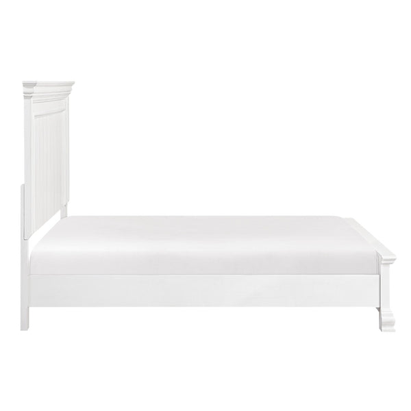 English Elm White Solid Wood Eastern King Bed with Raised Panel Headboard for Classic Bedrooms B011S02483