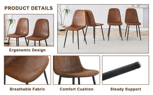 English Elm 1 Stylish Rectangular Dining Table With 6 Brown Chairs - Clear Glass Top & Modern Mdf Base Set W1151S04024