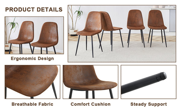 English Elm 1 Stylish Rectangular Dining Table With 6 Brown Chairs - Clear Glass Top & Modern Mdf Base Set W1151S04024