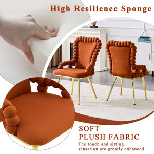 English Elm Set of 2 Velvet Dining Chairs Sculptural Bubble Back Gold Legs Glam Accent Seating W3875P370856