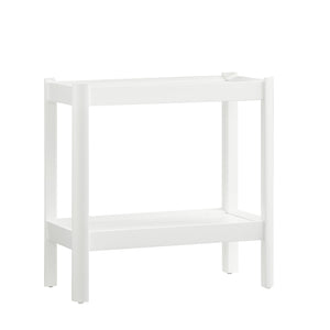 English Elm Yonda White Nightstand with Two Raised-Edge Shelves, Rounded Corners, Floor Glides — Solid Wood/MDF Elegance B050P376964