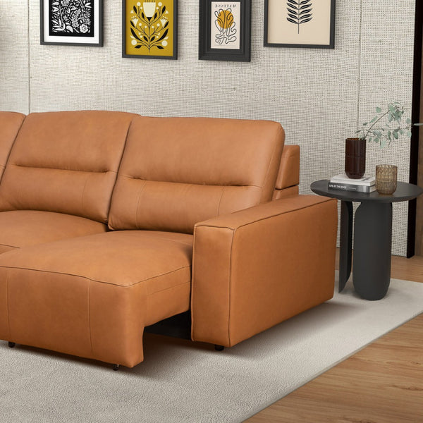 English Elm Grant Power Convertible Sofa Top Grain Leather Mid Century Queen Sleeper B183S00121