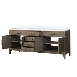 English Elm Grey Oak Double Bath Vanity With Premium White Quartz Top - Spacious, Stylish, And Durable Design B2731P259933