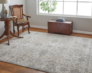 Feizy Rugs Celene Vintage Inspired Floral Rug – Traditional Elegance With Hand-knotted Look, Power Loomed Ivory,Tan,Gray Viscose,Polyester Cel39l0fbgegryj00