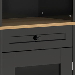 English Elm Bar Cabinet Farmhouse 69 Inch with Rgb Led Barn Door Wine Rack and Charging Station Black N728P438603B