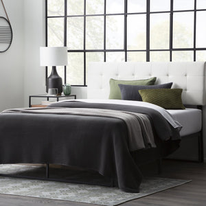 English Elm Edenbrook Sleek Square Tufted Mid-Rise Faux Leather Headboard King/Cal King Black — Modern Luxe Accent B350P394811