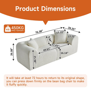 English Elm Modern Velvet Two Seat Loveseat with Pillows Compact Upholstered Sofa for Apartment Beige W1765P349639